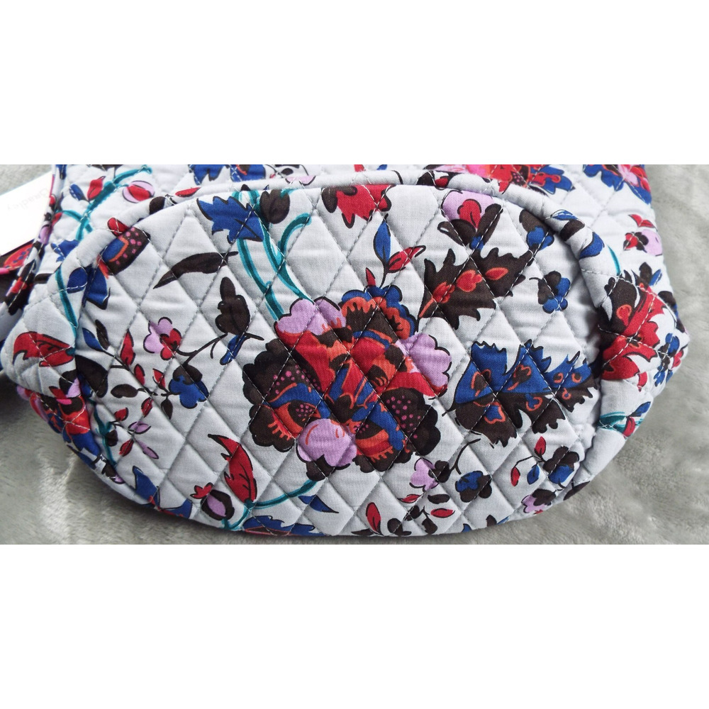 VERA BRADLEY Gray Bucket Crossbody Floral Flowers Top Zip Adjustable Strap NWT - Picture 7 of 9
